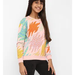 Spunkies Cotton Knit Full Sleeves Dots Printed Light Winter Sweatshirts - Pink image 4