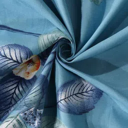FABINALIV Floral 210 TC Cotton Blend Single Bedsheet with Pillow Cover - Blue image 4