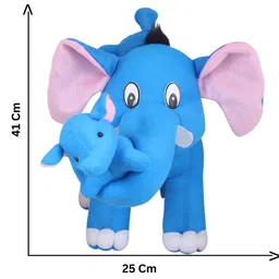 Tickles Elephant with Two Babies Soft Stuffed Plush Animal for Kids Birthday Gifts (Color: Blue Size: 41 cm) (Made in India) image 5