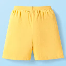 Babyhug Single Jersey Knit Shorts with Beach Theme Print Pack of 3 - Yellow & Black image 5