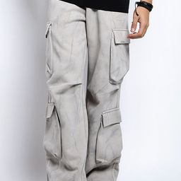 SHOWOFF Men Grey Relaxed Fit Cotton Cargos-picture-15