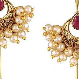 Vighnaharta Gold-Plated Artificial Beaded & Stones Studded Contemporary Drop Earrings image 3