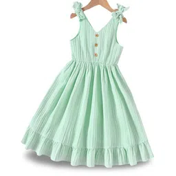 YK Girls V-Neck Sleeveless Fit & Flare Dress image 3