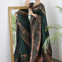 Snofi Creation Ethnic Motifs Woven Design Zari Banarasi Saree-picture-27