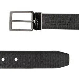 Louis Philippe Men Black Textured Leather Reversible Belt image 3