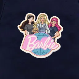 YK X Minute Mirth Girls Barbie Printed Indigo Pure Cotton T-shirt image 3
