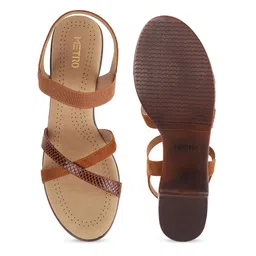 Metro Brown Block Sandals Heels image 2