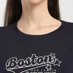 R&B Women Typography Printed Round Neck Short Sleeves T-shirt image 2