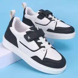 Pine Kids Casual Shoes with Velcro Closure - White & Black-image-25