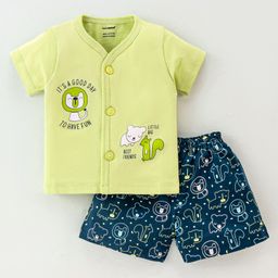 Cucumber Sinker Half Sleeves Night Suit Animal Print - Green-picture-26