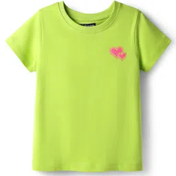 Pine Kids Cotton Knit Half Sleeves T-Shirt With Heart Print - Limegreen-picture-30