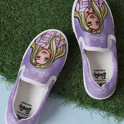 Kidsville Mattel Featuring Barbie Design Slip On Shoes - Purple-image-22