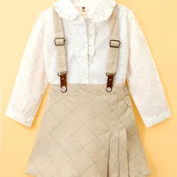 ToffyHouse Cotton Knit Full Sleeves Star Printed Top & Skirt Set - White-image-63