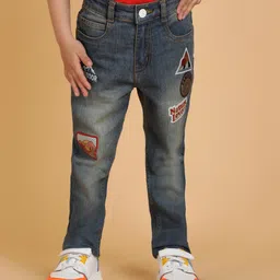 Tales & Stories Denim Woven Nature Lover Text Patch Detailed Washed Jeans - Navy Blue & Khaki-picture-25