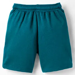 Taeko Single Jersey Knit Knee Length Shorts With Text Print - Teal Blue image 2