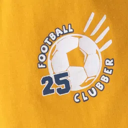 Tango Single Jersey Knit Knee Length Shorts with Football Print & Tape Detailing - Yellow image 3