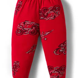 Kidi Wav Half Sleeves Monster Truck Printed Tee & Joggers Set - Red image 4
