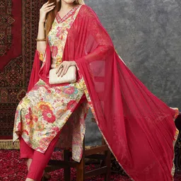 Anni Designer Floral Printed Regular Straight Kurta with Trousers & Dupatta-picture-10