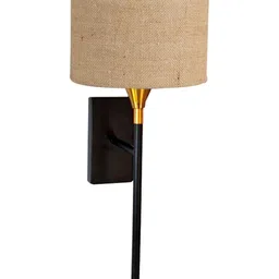 Devansh Beige & Beige Textured Metal Cylinder Shaped Wall Lamp image 3