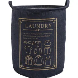 HOKIPO Navy Blue & Brown Printed Foldable Laundry Bags - 63L-image-22