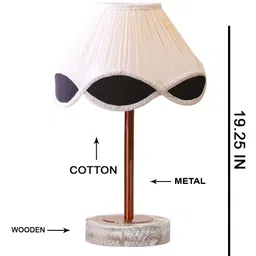 Devansh Off White Colourblocked Wood Traditional Frusturical Shaped Table Lamp image 2