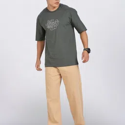 BEVDAAS Round Neck Drop-Shoulder Sleeves Relaxed Fit Pure Cotton T-shirt image 5