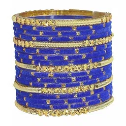 Raj world Blue Glass Artificial Stones Bangle image 3