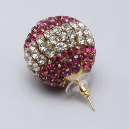 KPOP Gold-Plated Circular Shaped Rhinestone Studs image 5