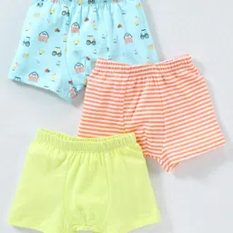 Babyhug 100% Cotton Briefs Striped Pack of 3 - Blue Orange & Green-image-24