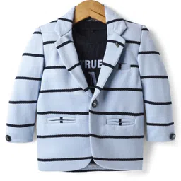Dapper Dudes Full Sleeves Striped Blazer With Typography Printed Tee - Blue-picture-16