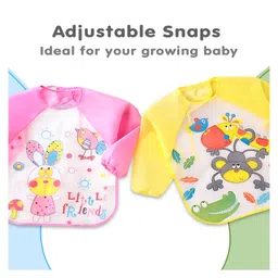 Sparkle Joy Full Sleeves Washable PVC Waterproof Printed Apron/Bibs Pack of 3-(Print May Vary) image 2