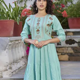Flossy Women Floral Embroidered Fit & Flare Dress-picture-2