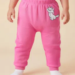 Babyhug Disney Interlock Knit Full Length Diaper Leggings with Aristocats Marie Graphics Pack of 3 - Green Pink & White image 3