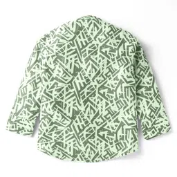 Rikidoos Full Sleeves Abstract Printed Shirt Pant With Bow & Suspender Set - Green image 3