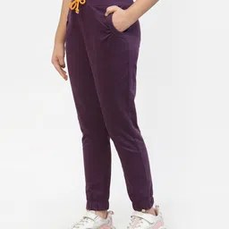 Spunkies Cotton Knit Solid Track Pants - Violet image 4