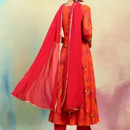 Khushal K Women Floral Printed Regular Kurta with Palazzos & With Dupatta image 4