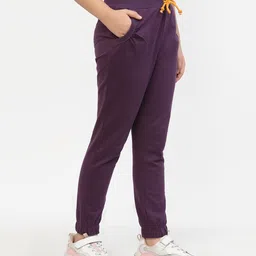 Spunkies Cotton Knit Solid Track Pants - Violet image 5