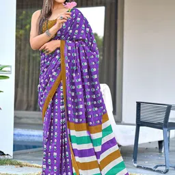 KALINI Silk Cotton Block Print Saree-picture-38