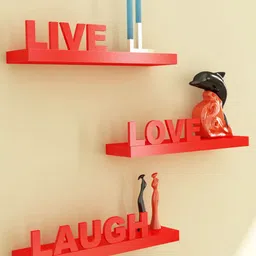 Home Sparkle Red Set of 3 Wall Shelves-picture-18