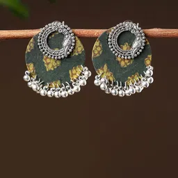 iTokri German Silver Artificial Beaded Contemporary Shaped Drop Earrings-picture-14