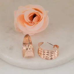 LA FILLE D'OR Rose Gold-Plated Contemporary Hoop Earrings-image-19