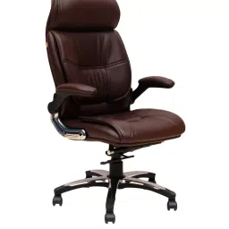 Caddy High Back Revolving office and Home Chair Brown PU Leatherette CD147-image-61