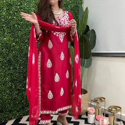 Anni Designer Women Embroidered Regular Kurta with Trousers & With Dupatta-picture-33