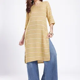 Anouk Rustic Striped Straight Kurta image 4