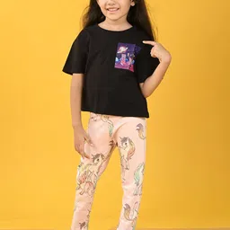 Anthrilo Girls Printed Pure Cotton T-shirt With Pyjamas-picture-36