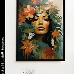 SOWPEACE Green & Orange 1 Piece Canvas Abstract Wall Photographs-picture-15