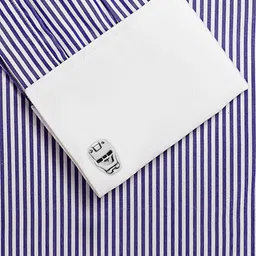 Bodha Men Silver-Toned & Black Quirky Cufflinks image 3