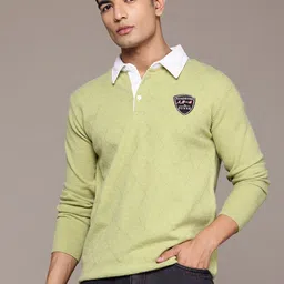 The Roadster Lifestyle Co. Men Geometric Self Design Woollen Pullover-picture-10