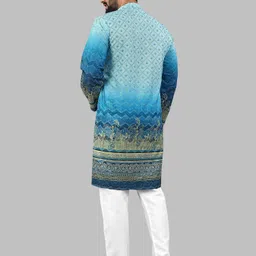 LADY BERRY Men Floral Printed Sequinned Shadow Work Kurta image 4