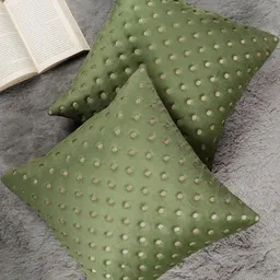 tanlooms Decorative Dot Design Set of 5, Green Color Velvet Cushion Covers image 3